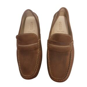 ECCO Men's Brown Nubuck Leather Comfort Driving Shoes Loafers 41 Wide